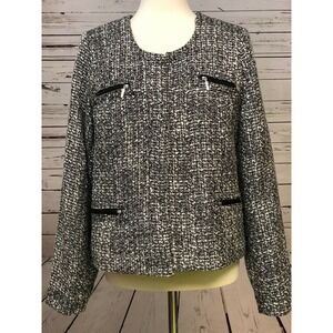 Soft Surroundings Blazer size Medium Zipper Coat‎ Tweed Sweater Jacket Pockets